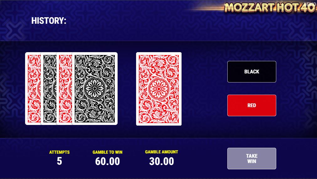 Mozzart hot 40 Gamble Feature