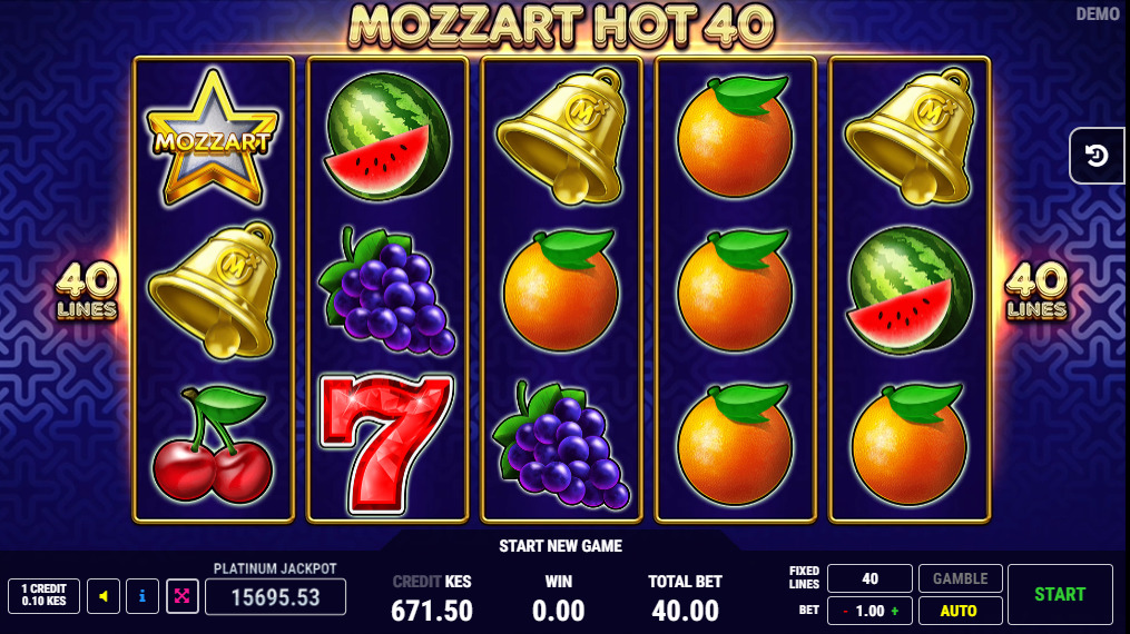 Mozzart hot 40 slot game symbols