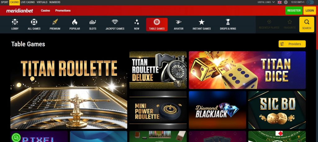 Meridianbet Casino Table games