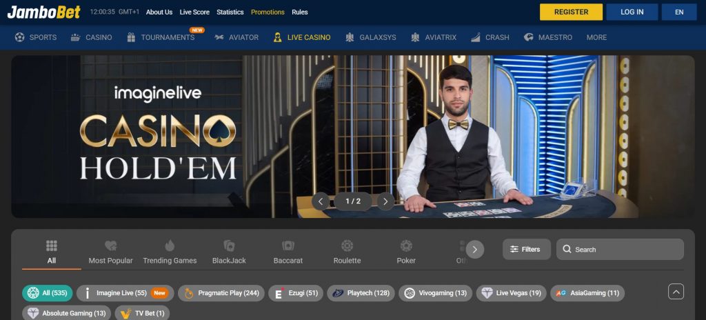 JamboBet Kenya Live casino section