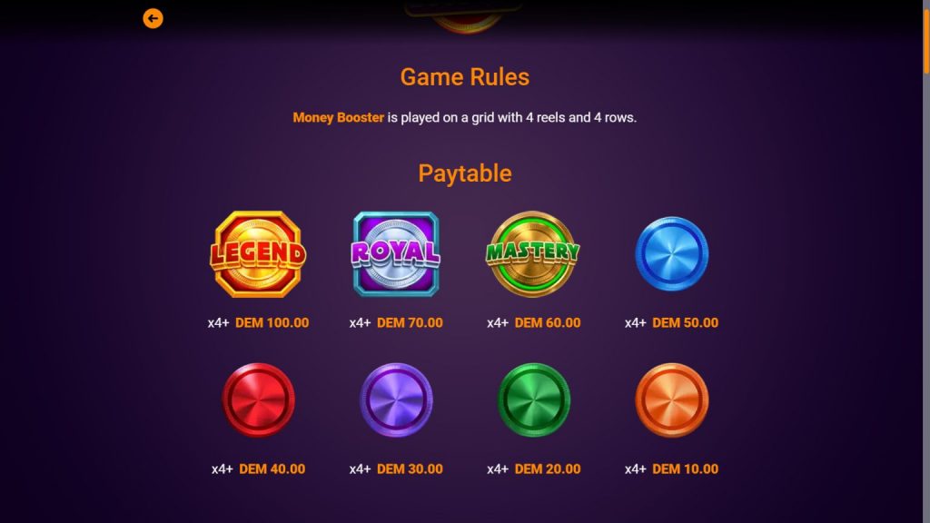 Money Booster Slot Symbols